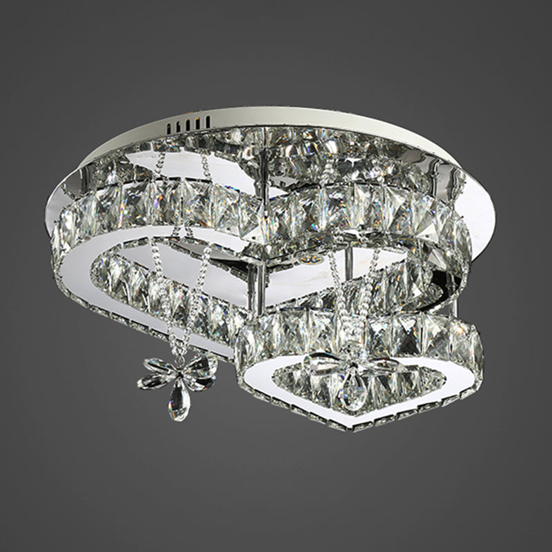 K9 Crystal Heart LED Semi Flush Mount Modern Edelstahl Flushmount Deckenleuchte