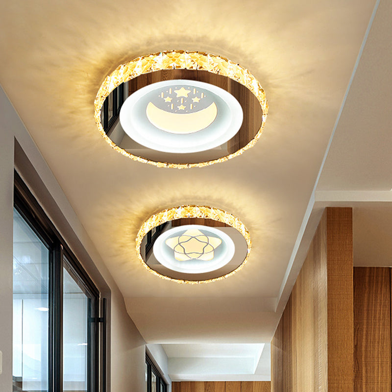 Encerclez la LED à la forme Mount Modern Crystal Stainless-Steel Flushmount Ceiling Light