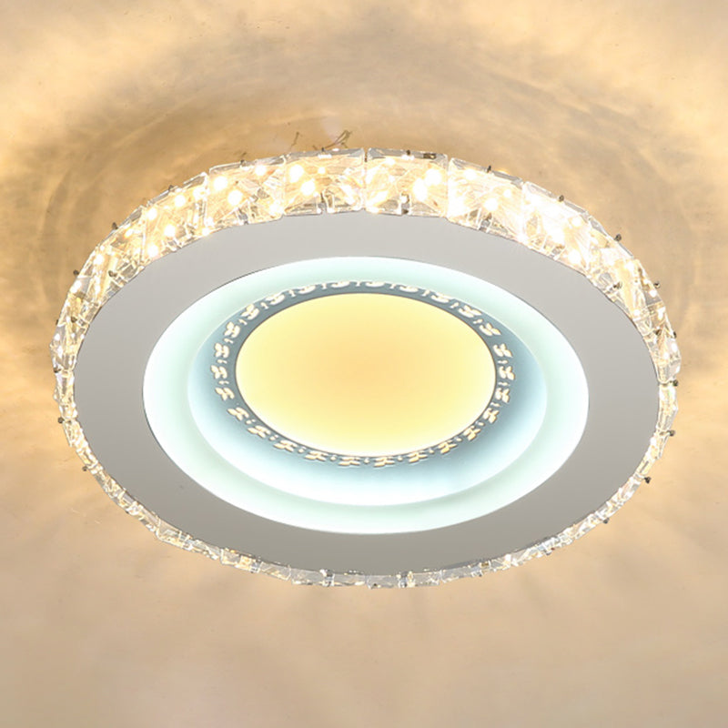 Encerclez la LED à la forme Mount Modern Crystal Stainless-Steel Flushmount Ceiling Light
