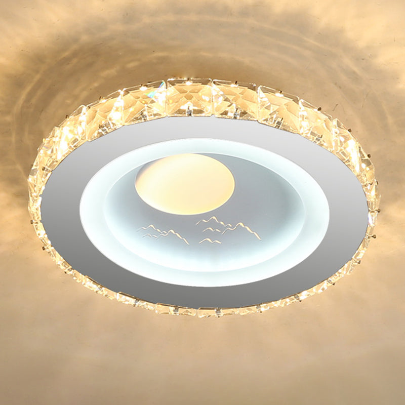 Encerclez la LED à la forme Mount Modern Crystal Stainless-Steel Flushmount Ceiling Light