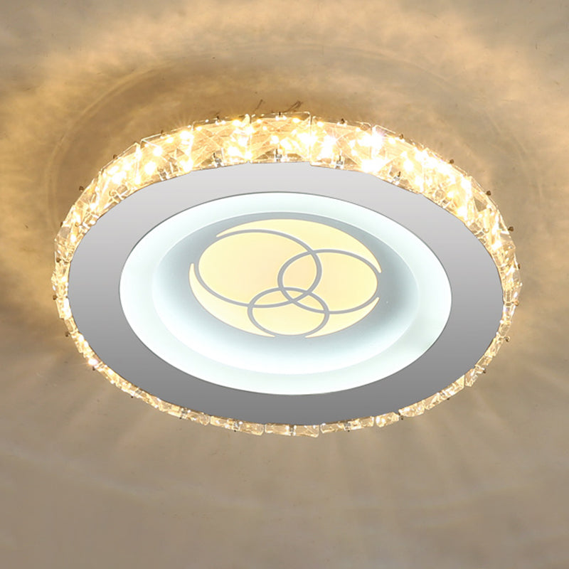 Encerclez la LED à la forme Mount Modern Crystal Stainless-Steel Flushmount Ceiling Light