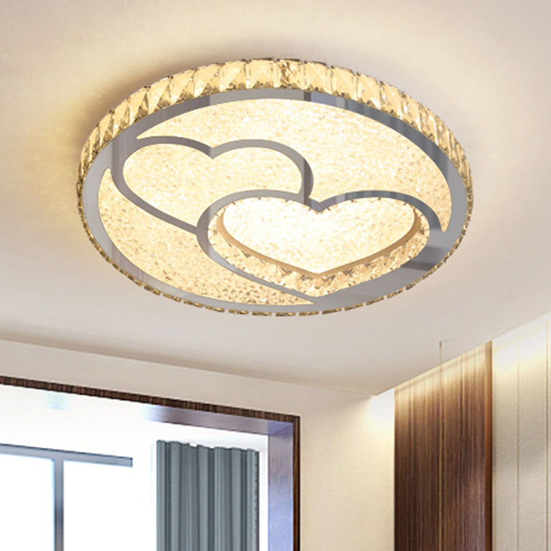 Chambre ronde Flush Ceiling Light Crystal LED Contemporary DEL Flush Mount Lighting Fixture in Stainless-Steel