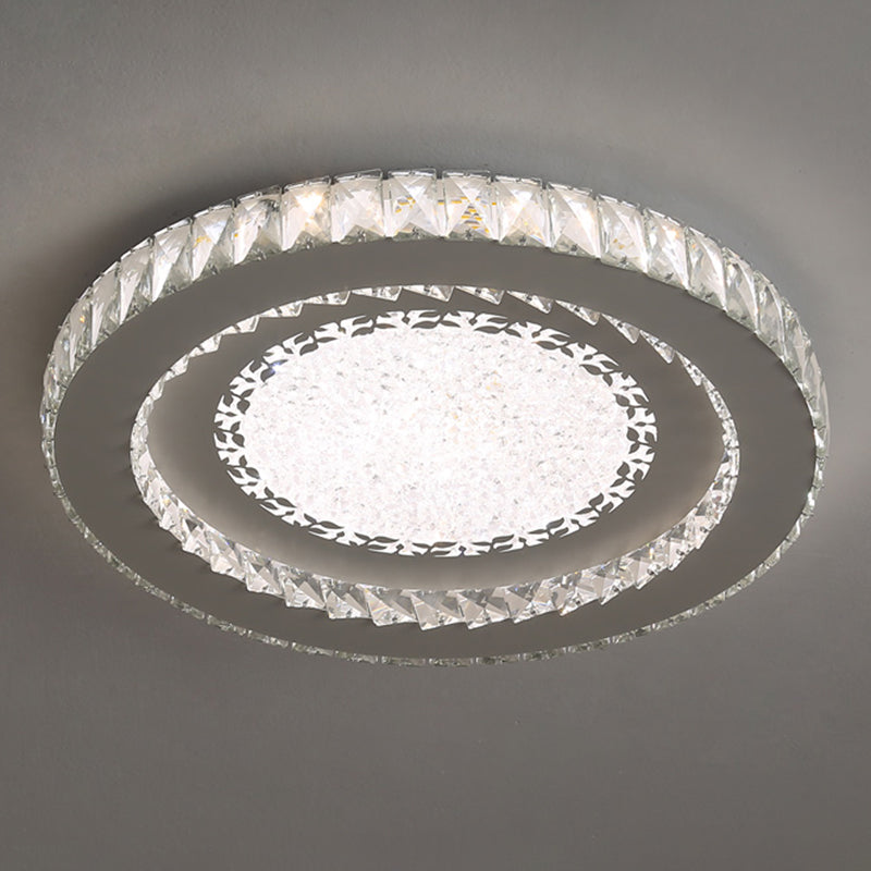 Chambre ronde Flush Ceiling Light Crystal LED Contemporary DEL Flush Mount Lighting Fixture in Stainless-Steel