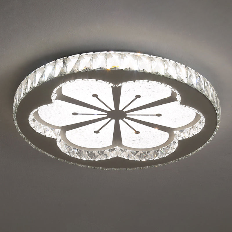 Chambre ronde Flush Ceiling Light Crystal LED Contemporary DEL Flush Mount Lighting Fixture in Stainless-Steel