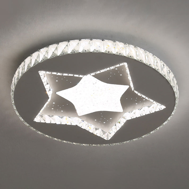Chambre ronde Flush Ceiling Light Crystal LED Contemporary DEL Flush Mount Lighting Fixture in Stainless-Steel