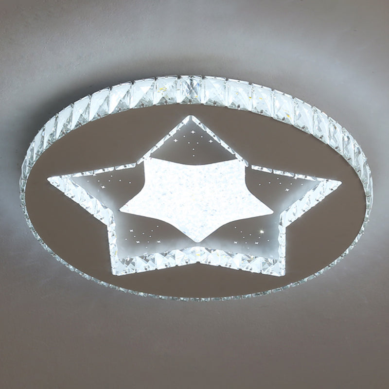 Chambre ronde Flush Ceiling Light Crystal LED Contemporary DEL Flush Mount Lighting Fixture in Stainless-Steel