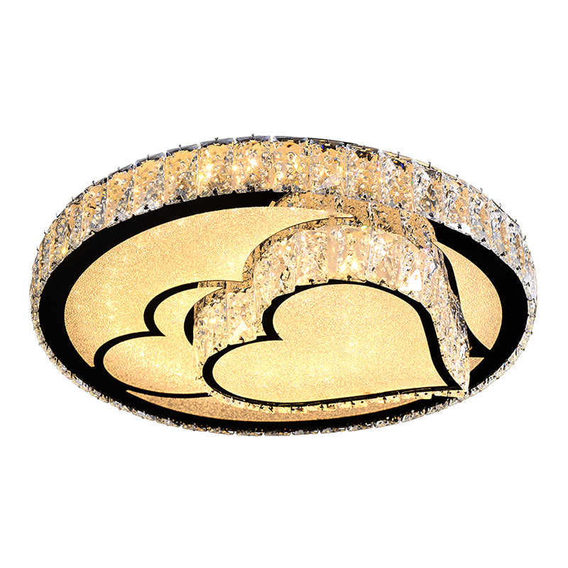 Circulaire Flush Light Artistique K9 Crystal Dining Room LED Flush Ceiling Light Fixture in Stainless-Steel