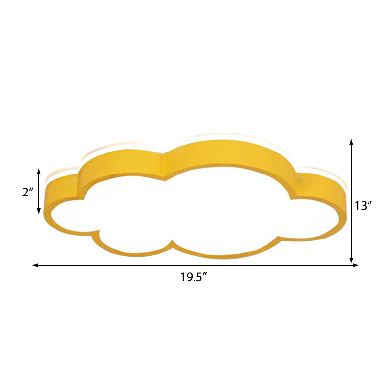 Cloud Shade Bedroom Ceiling Light Acrylic and Metal LED Cartoon Style Flush Pendant Light in Yellow/White