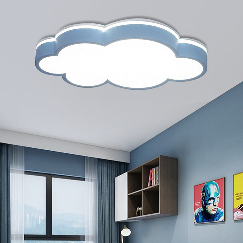 Cloud Shade Bedroom Ceiling Light Acrylic and Metal LED Cartoon Style Flush Pendant Light in Yellow/White