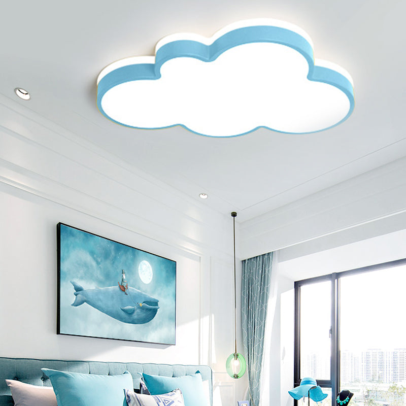 Cloud Shade Bedroom Ceiling Light Acrylic and Metal LED Cartoon Style Flush Pendant Light in Yellow/White