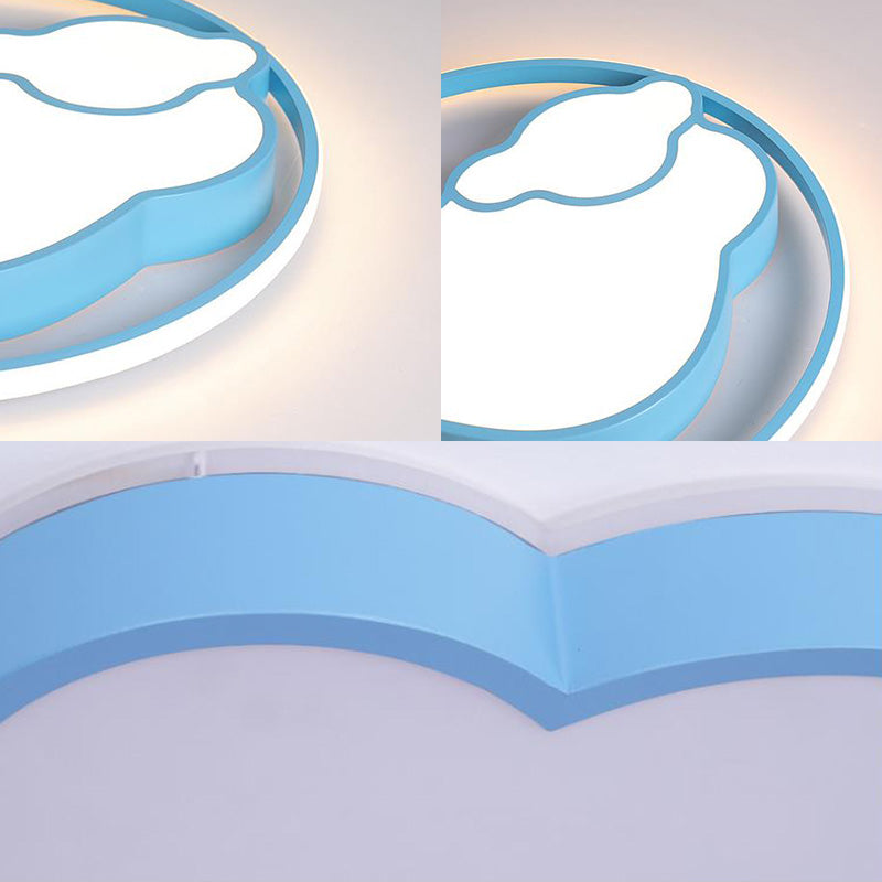 Cloud Shade Bedroom Ceiling Light Acrylic and Metal LED Cartoon Style Flush Pendant Light in Yellow/White