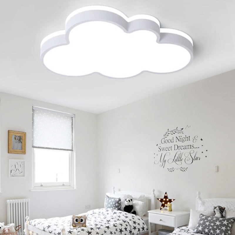 Cloud Shade Bedroom Ceiling Light Acrylic and Metal LED Cartoon Style Flush Pendant Light in Yellow/White