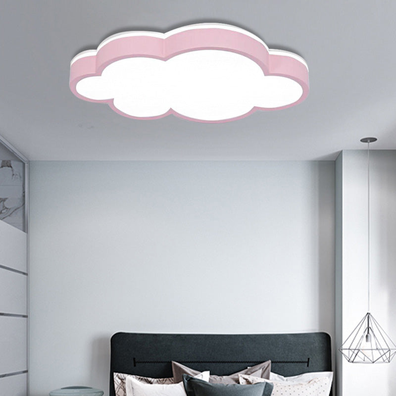 Cloud Shade Bedroom Ceiling Light Acrylic and Metal LED Cartoon Style Flush Pendant Light in Yellow/White
