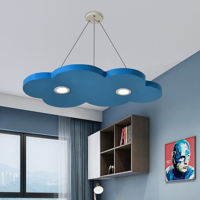 Cartoon Style Cloud Chandelier Lighting Metallic 12.5"/19.5" W LED Living Room Pendant Lamp in Yellow/Orange