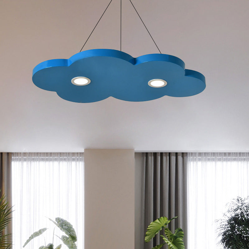 Cartoon Style Cloud Chandelier Lighting Metallic 12.5"/19.5" W LED Living Room Pendant Lamp in Yellow/Orange