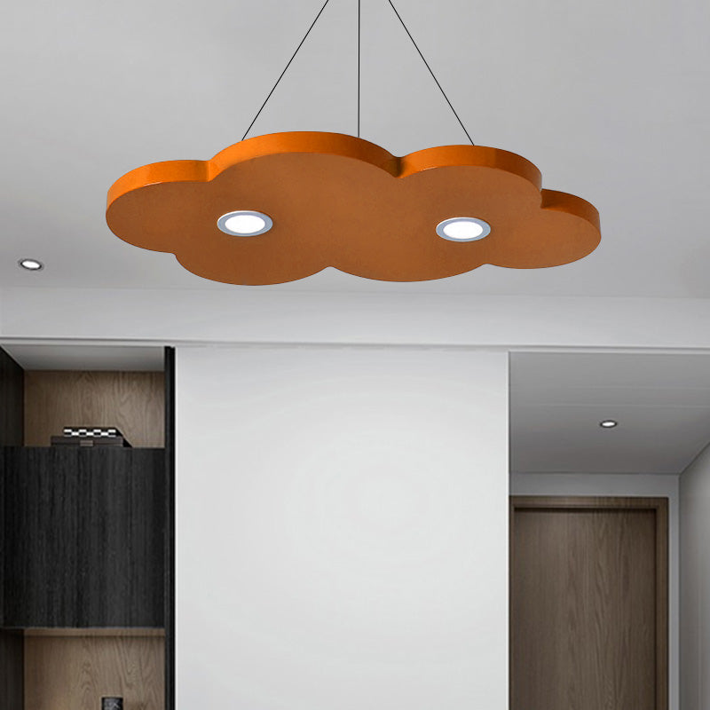 Cartoon Style Cloud Chandelier Lighting Metallic 12.5"/19.5" W LED Living Room Pendant Lamp in Yellow/Orange