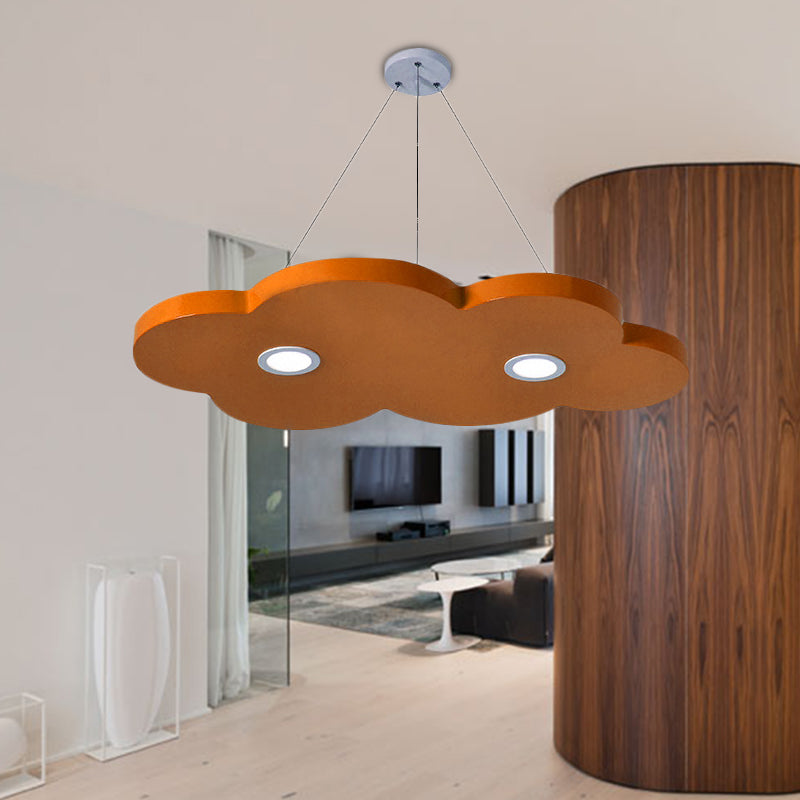Cartoon Style Cloud Chandelier Lighting Metallic 12.5"/19.5" W LED Living Room Pendant Lamp in Yellow/Orange