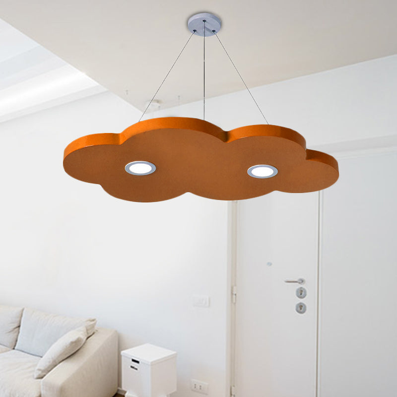Cartoon Style Cloud Chandelier Lighting Metallic 12.5"/19.5" W LED Living Room Pendant Lamp in Yellow/Orange