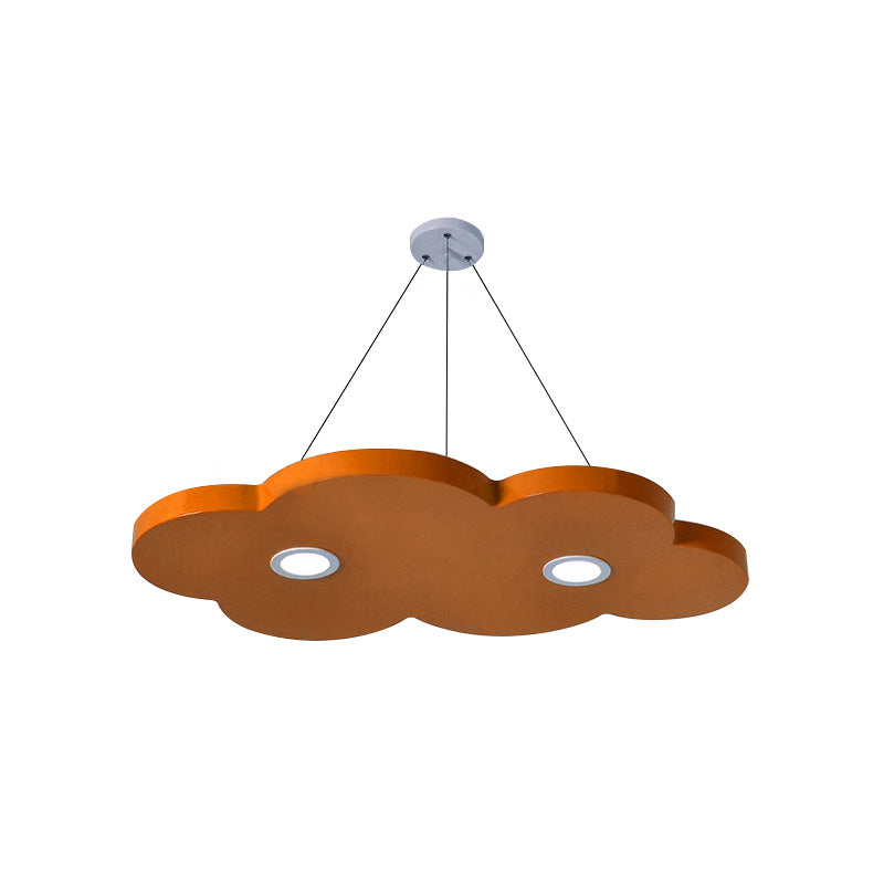 Cartoon Style Cloud Chandelier Lighting Metallic 12.5"/19.5" W LED Living Room Pendant Lamp in Yellow/Orange