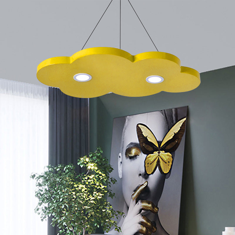Cartoon Style Cloud Chandelier Lighting Metallic 12.5"/19.5" W LED Living Room Pendant Lamp in Yellow/Orange