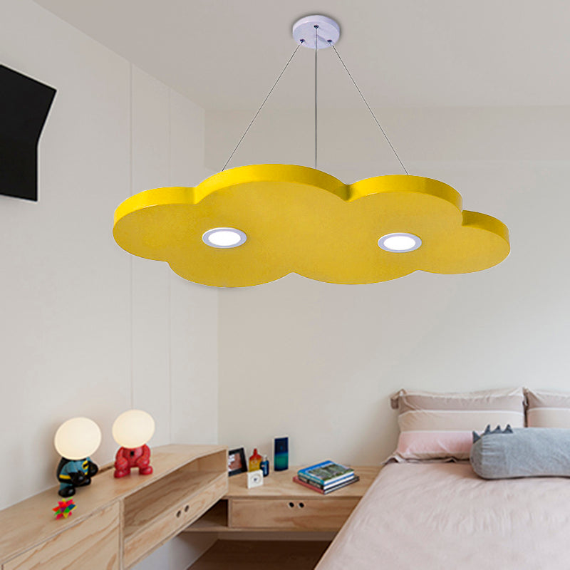 Cartoon Style Cloud Chandelier Lighting Metallic 12.5"/19.5" W LED Living Room Pendant Lamp in Yellow/Orange