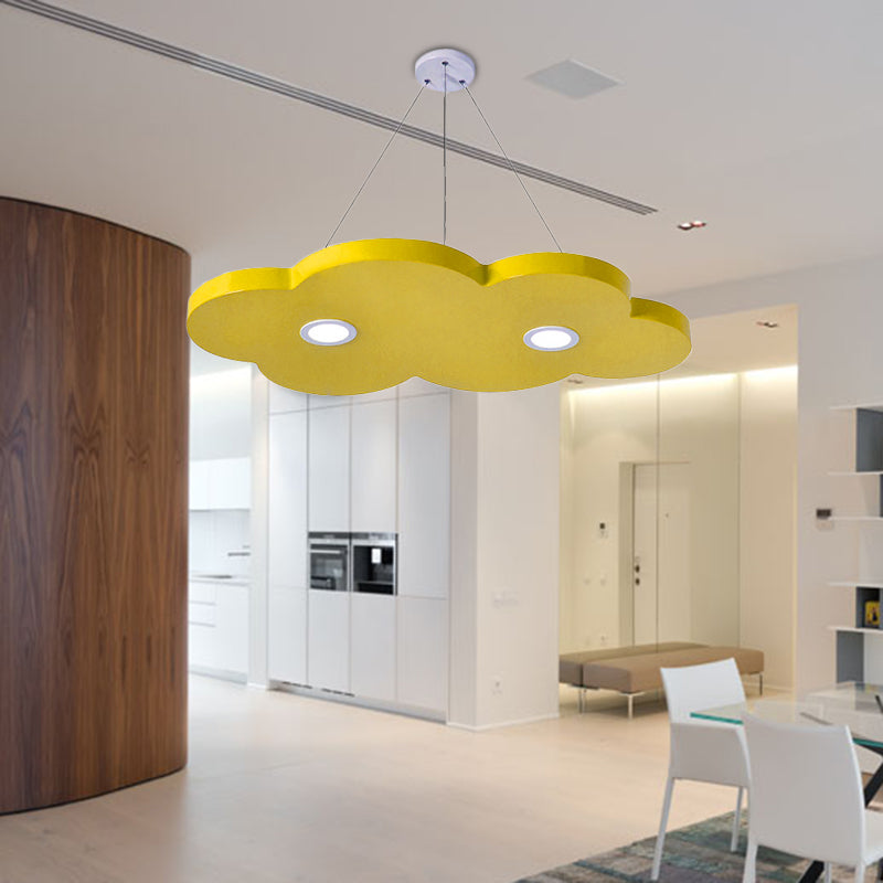 Cartoon Style Cloud Chandelier Lighting Metallic 12.5"/19.5" W LED Living Room Pendant Lamp in Yellow/Orange