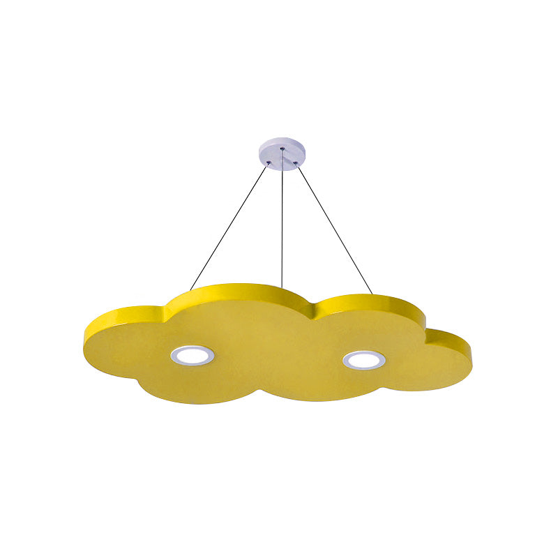 Cartoon Style Cloud Chandelier Lighting Metallic 12.5"/19.5" W LED Living Room Pendant Lamp in Yellow/Orange