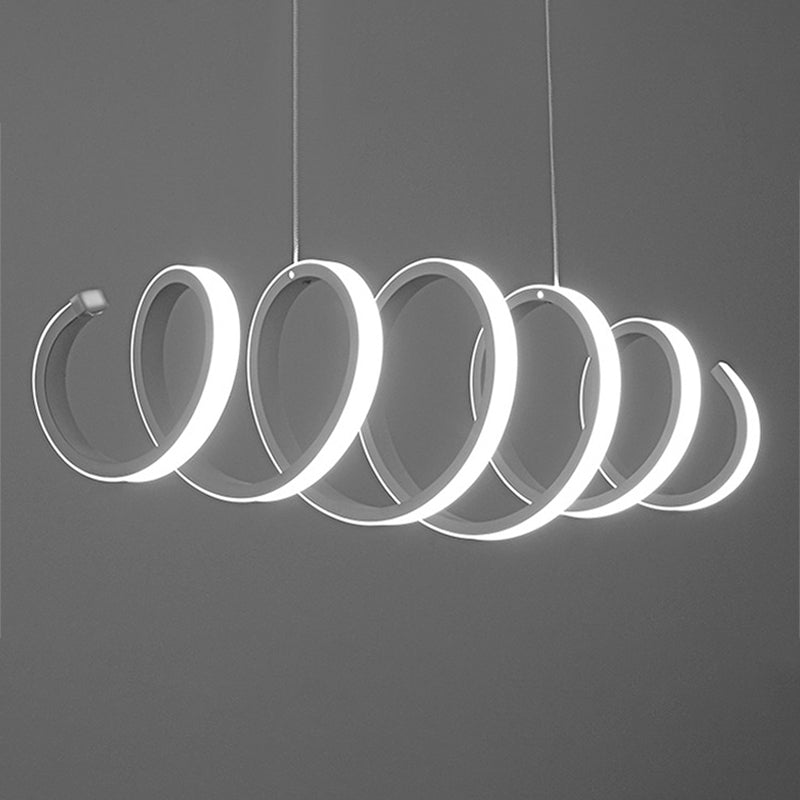 Spirale LED Island Pendant Light Métal Métal Métal lampe suspendue blanche dans une lumière chaude / blanche