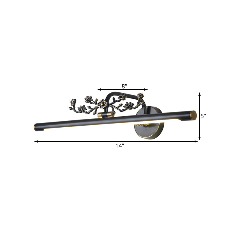 Éclairage de vanité allongée traditionnelle 14 "/ 18" / 23 "W LED Metal Glasce luminaire pour salle de bain en laiton noir / antique