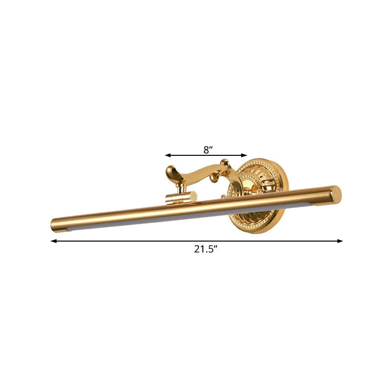 LED -muurlicht met langwerpige metalen schaduw Classic Badkamer ijdelheid verlichtingsarmatuur in brons/goud, 16 "/21,5" /25,5 "breed