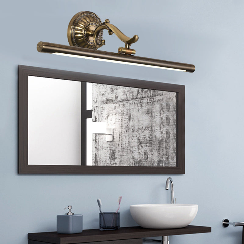 LED -muurlicht met langwerpige metalen schaduw Classic Badkamer ijdelheid verlichtingsarmatuur in brons/goud, 16 "/21,5" /25,5 "breed