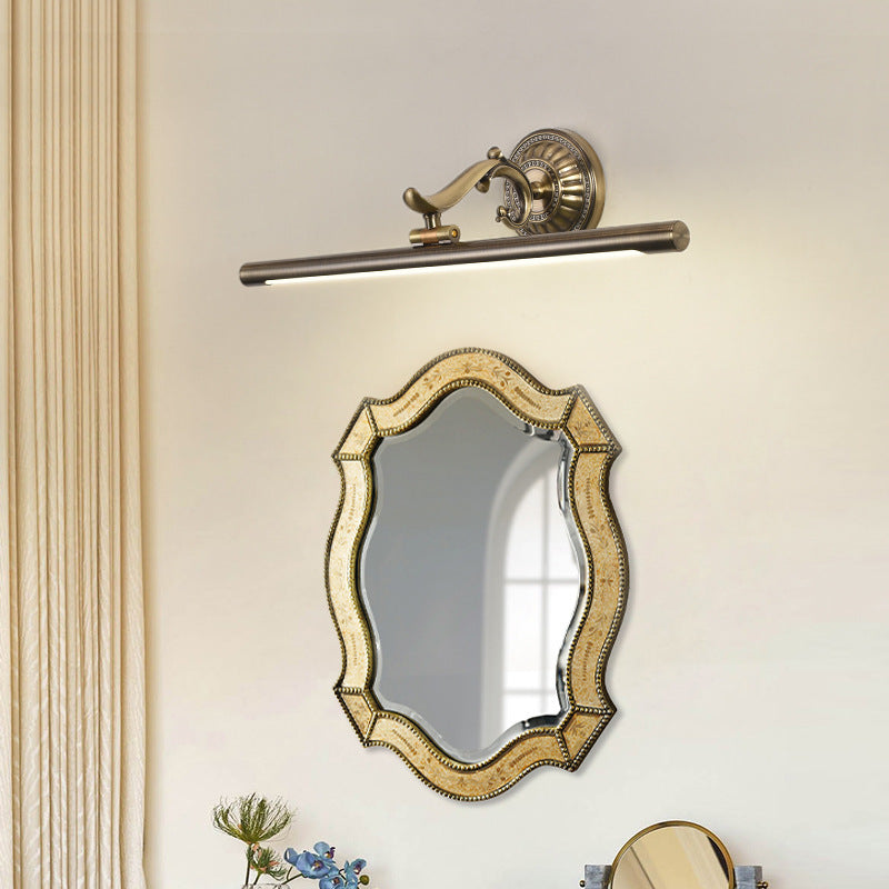 LED -muurlicht met langwerpige metalen schaduw Classic Badkamer ijdelheid verlichtingsarmatuur in brons/goud, 16 "/21,5" /25,5 "breed