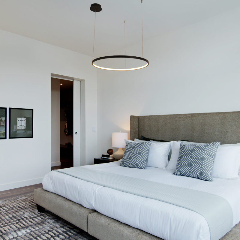 Lampada del lampadina circolare nera Acrilico minimalista 1/2/3 Luci a sospensione Light Seguit in Bianco/Luce calda