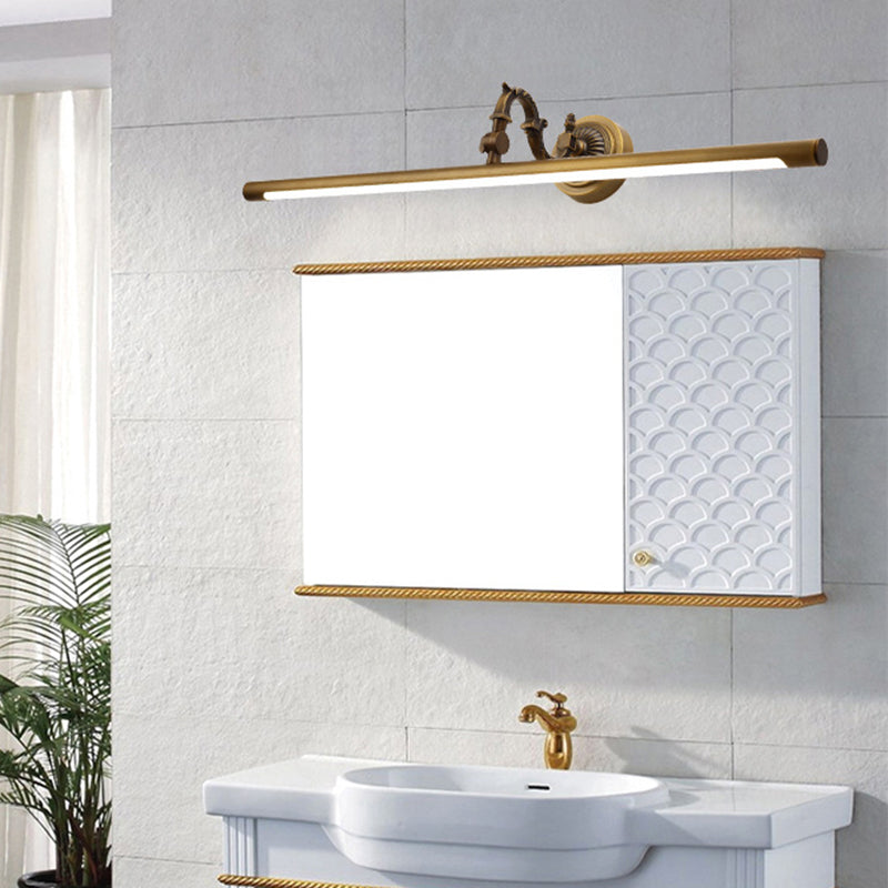 Lámpara lineal lineal de 18 "/23" /29.5 "de ancho de ancho de ancho LED de tocador de pared de metal LED tradicional en latón antiguo