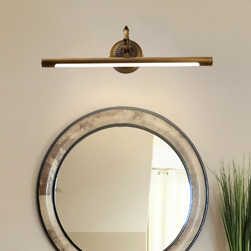 Lámpara lineal lineal de 18 "/23" /29.5 "de ancho de ancho de ancho LED de tocador de pared de metal LED tradicional en latón antiguo