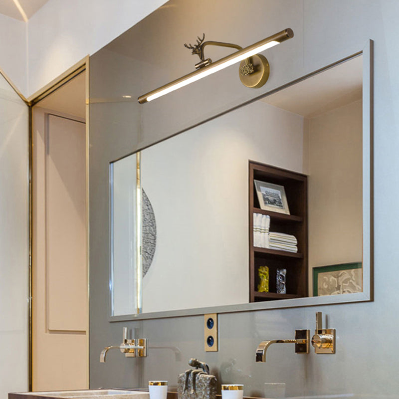 LED Metall Wand Waschtisch Licht Einfachheit Schwarz/antikes Messing Lineares Badezimmer Wandbeleuchtung Ideen mit Hirsch -Design, 14 "/18"/23 "W.