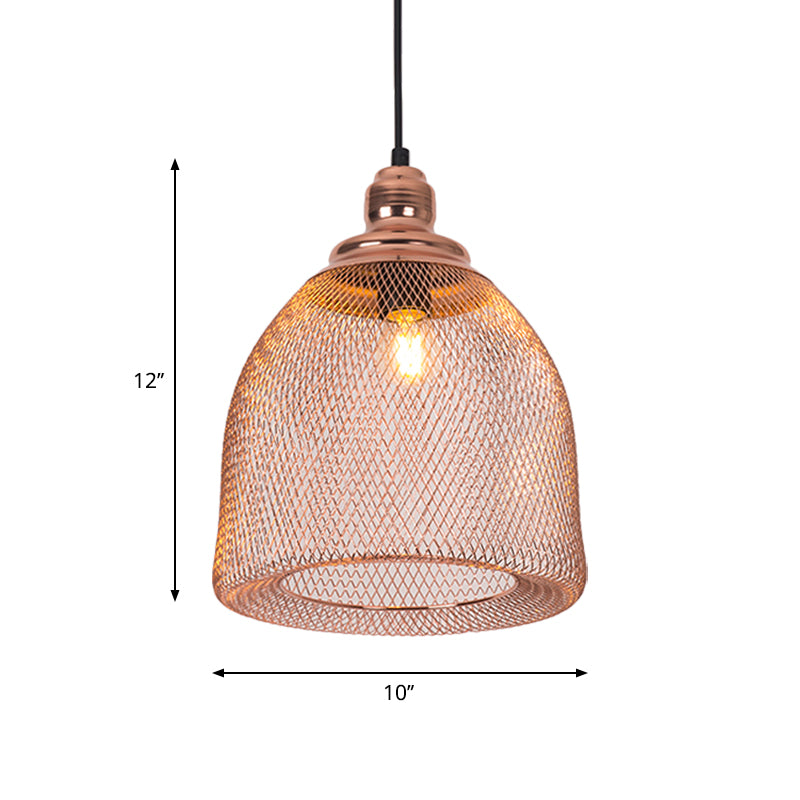 1 Lampenkugel/Kuppel Käfig Anhänger Lampe Industrie Roségold Finish Metall Down Lighting für Esszimmer