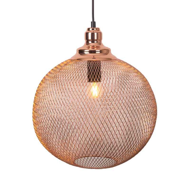 1 Lampenkugel/Kuppel Käfig Anhänger Lampe Industrie Roségold Finish Metall Down Lighting für Esszimmer
