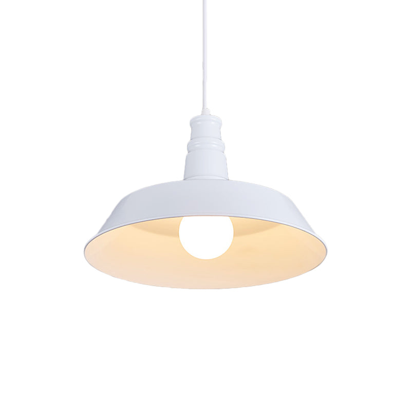 10"/14" W Vintage Barn Pendant Lamp 1 Bulb Aluminum Ceiling Fixture in Black/White/Red for Dining Room