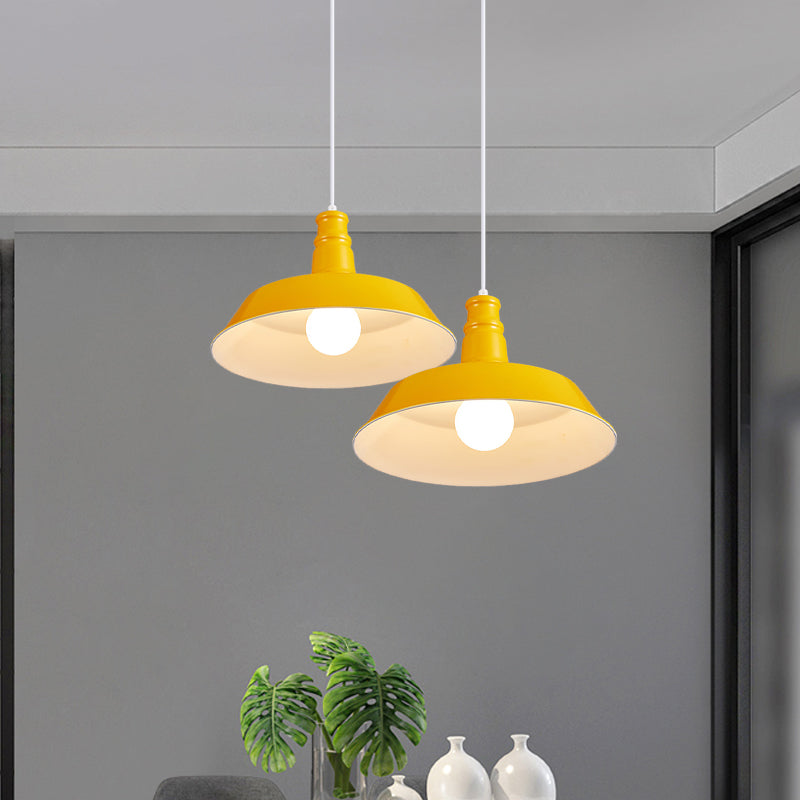 10"/14" W Vintage Barn Pendant Lamp 1 Bulb Aluminum Ceiling Fixture in Black/White/Red for Dining Room