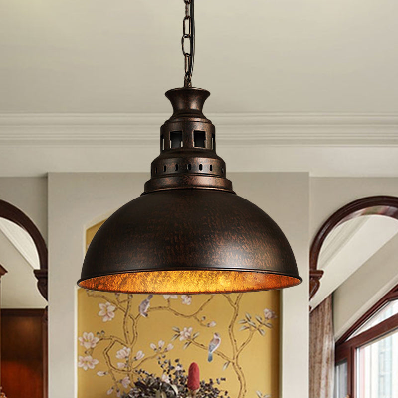 Lampada appesa a 1 luce in ottone/ottone Loft Style Metallic Dome Ombra a soffitto a soffitto per sala da pranzo
