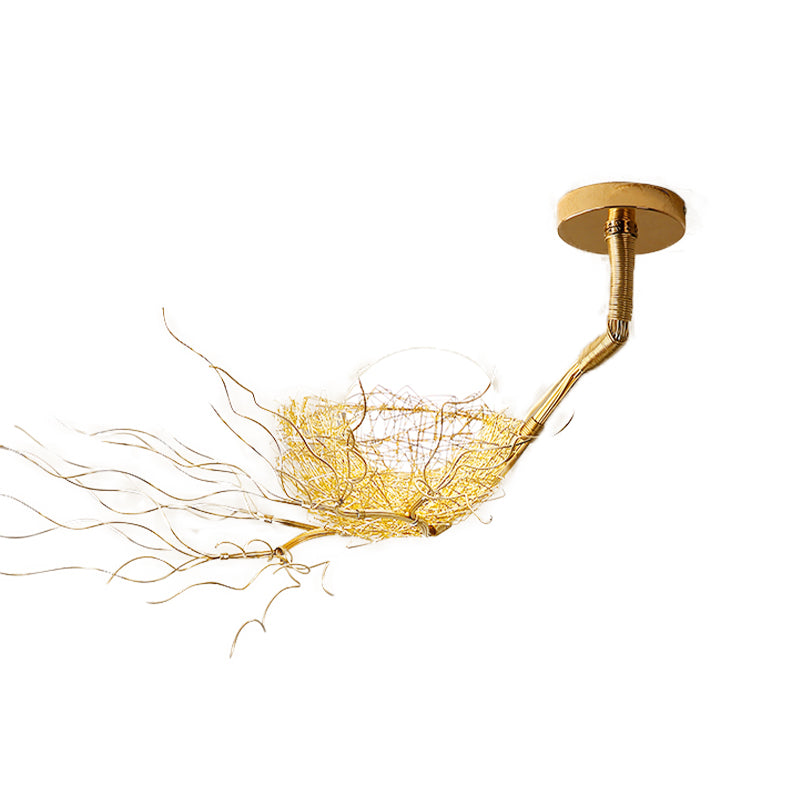 1/2/3 Lights Living Room Chandelier Artistry Golden Pendant Light Fixture with Egg Matte White Glass Shade