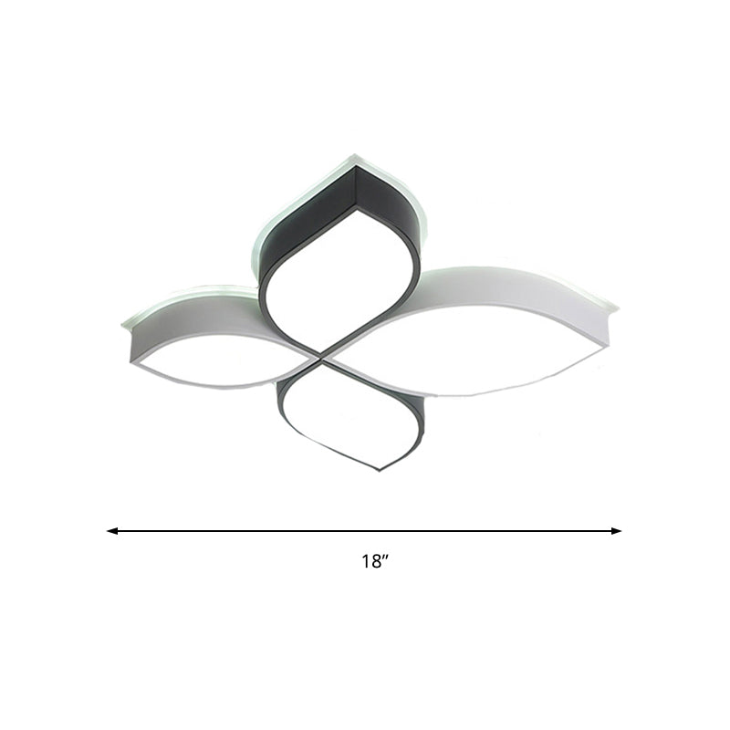 18"/23.5" Wide Bedroom LED Flush Mount Minimalist Acrylic Shaded Black and White Leaf Ceiling Light Fixture, White Light