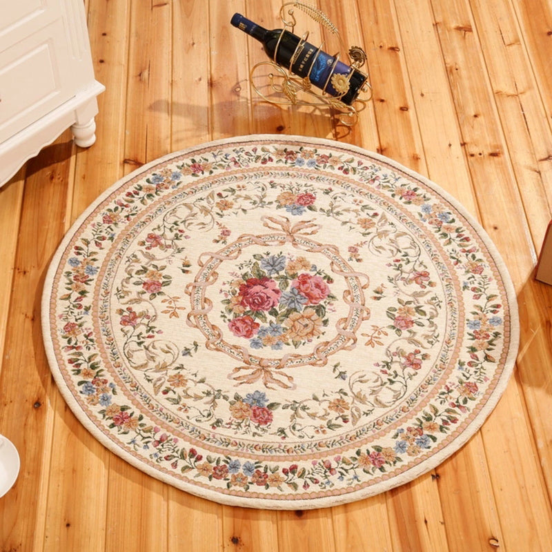 Teppich mit klassischem Pfingstrosen-Druck, mehrfarbig, Vintage-Teppich, Baumwolle, haustierfreundlich, rutschfest, maschinenwaschbar, Teppich für Schlafzimmer