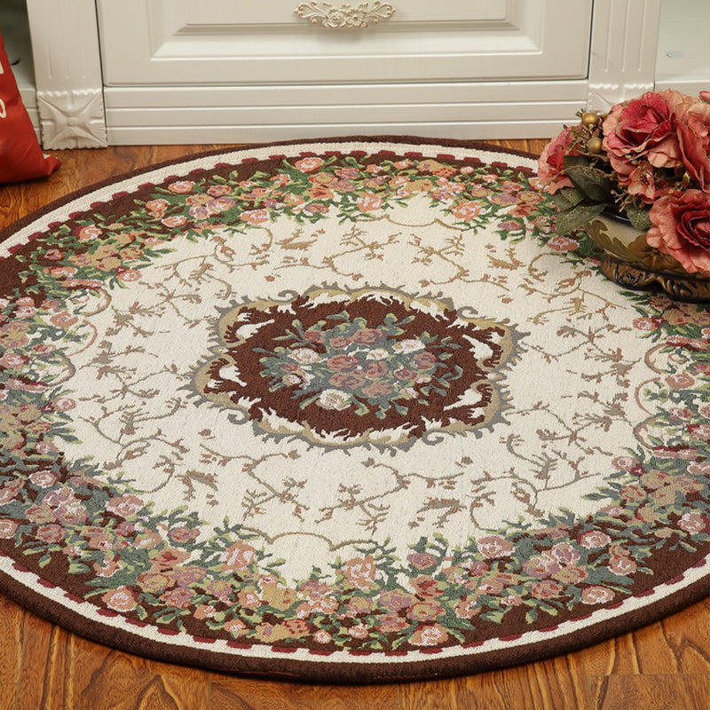 Teppich mit klassischem Pfingstrosen-Druck, mehrfarbig, Vintage-Teppich, Baumwolle, haustierfreundlich, rutschfest, maschinenwaschbar, Teppich für Schlafzimmer
