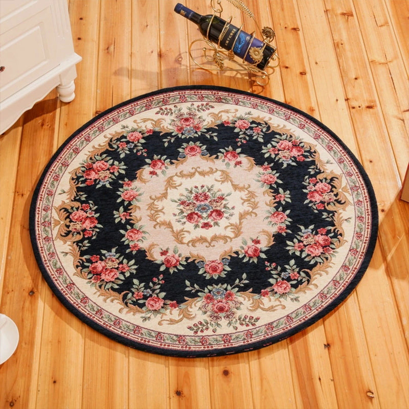 Teppich mit klassischem Pfingstrosen-Druck, mehrfarbig, Vintage-Teppich, Baumwolle, haustierfreundlich, rutschfest, maschinenwaschbar, Teppich für Schlafzimmer
