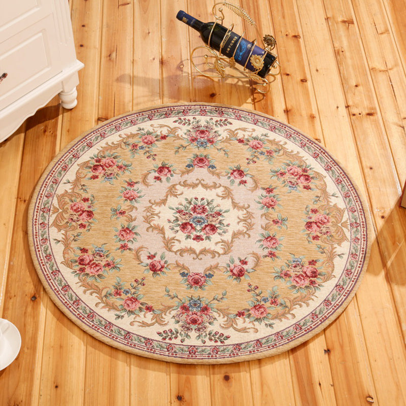 Teppich mit klassischem Pfingstrosen-Druck, mehrfarbig, Vintage-Teppich, Baumwolle, haustierfreundlich, rutschfest, maschinenwaschbar, Teppich für Schlafzimmer