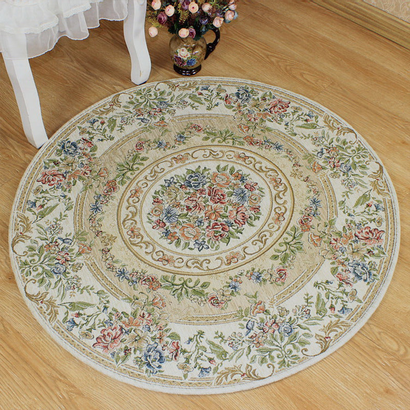 Victorian Style Jacquard Rug Multicolor Cotton Carpet Pet-Friendly Non Slip Backing Rug for Dining Room