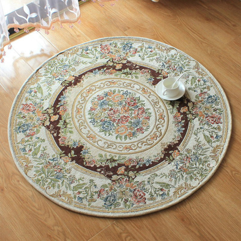 Victorian Style Jacquard Rug Multicolor Cotton Carpet Pet-Friendly Non Slip Backing Rug for Dining Room