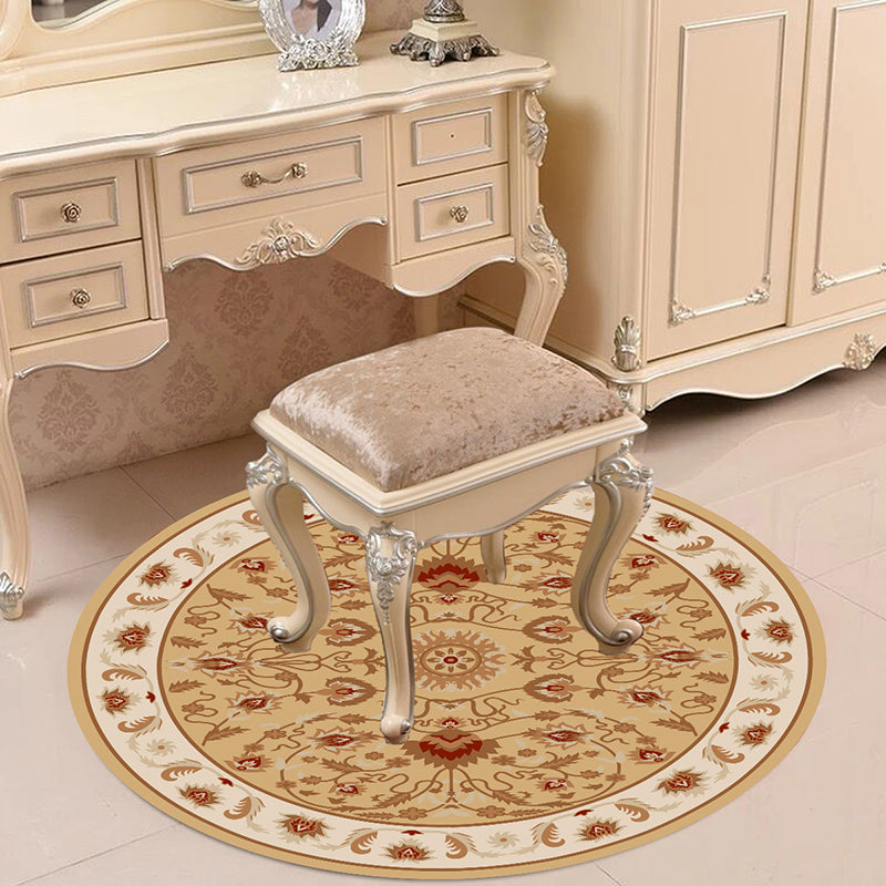 Victorian Bedroom Rug Multicolor Peony Area Rug Polyester Stain Resistant Washable Anti-Slip Rug